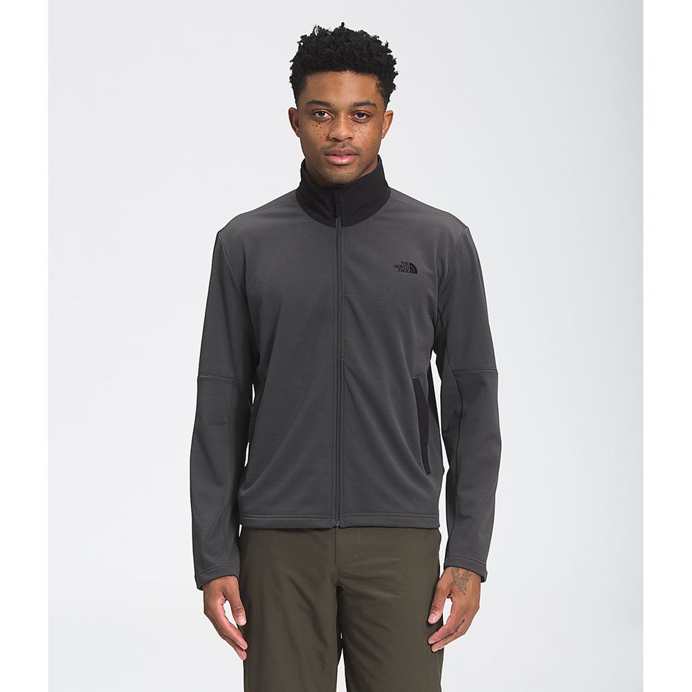 The North Face Fleece Full Zip Mens Australia - The North Face Wayroute Grey / Black (DPL-235147)